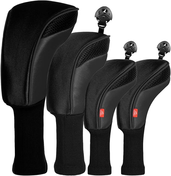 Golf Club Head Cover for Driver Fairway Hybrid 3 Pcs Woods Headcovers, Golf Accessories Head Covers Set with Interchangeable No. Tags 3 4 5 7 X Golf Accessories for Men Women