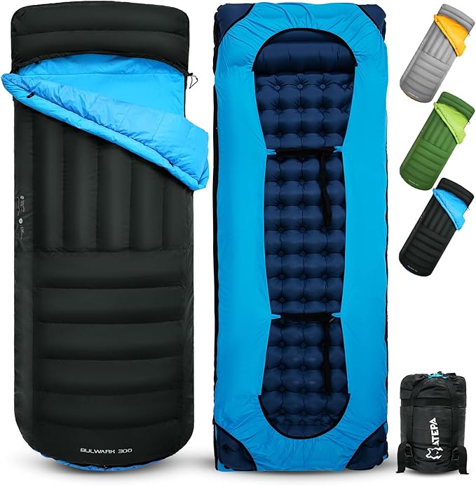 ATEPA Down Sleeping Bag for Adults, Recycled Ultralight 35°F 40°F 45°F 50°F 650FP / 700FP 3 Season Compact Sleeping Bags with Compression Sack for Backpacking Camping Hiking, Can Be Attached to Pad