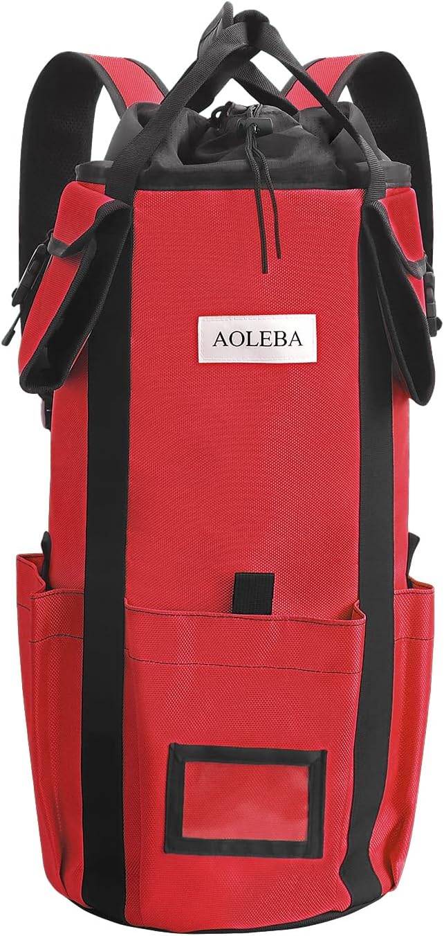 AOLEBA Arborist Rope Storage Bag Tree Climbing Rock Rope Bucket Backpack Rope Storage Bag Large Capacity 1680D Thicken Nylon Material with Hand Straps, Side Pockets