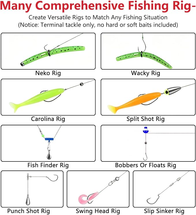 412Pcs Fishing Accessories Kit,Fishing Gift for Men(Red) | Complete Fishing Tackle Kit with Box,Eye Beads,Sinkers&Swivels,Beads& Bobber Stops,Pliers for Freshwater Bass&Trout,