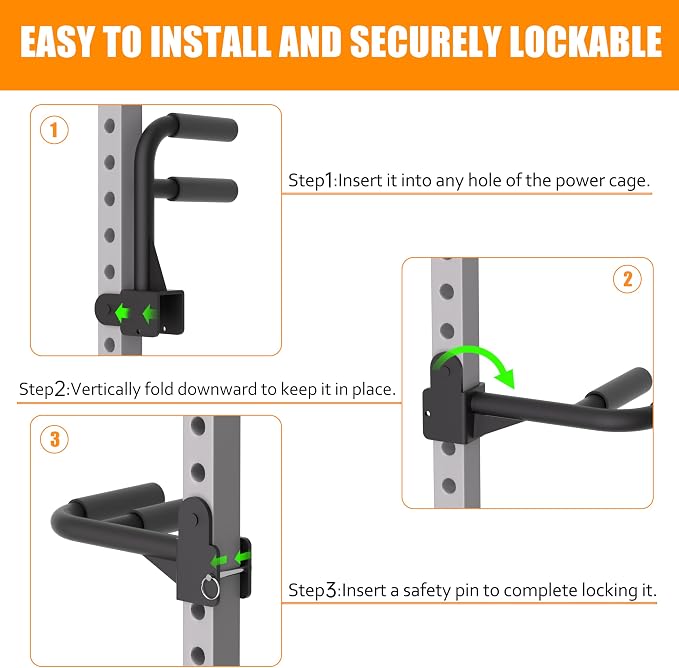 Muti-Grip Dip Bars Attachment for Power Cage with 5/8" or 1" Hole, Non-Slip Wide & Narrow Grip Dips Double Handles, 600 lbs Capacity, Squat Rack Attachment for Dips, Inverted Rows, Push-Ups