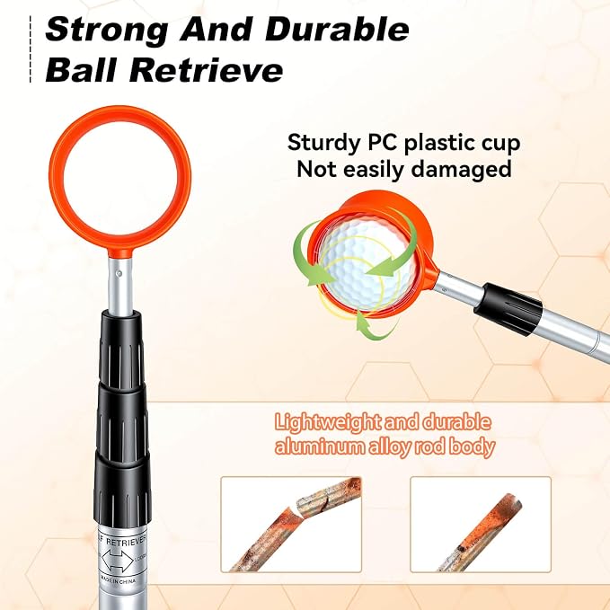 SPEENSUN Golf Ball Retriever, Max 6/9/12/15Ft Lightweight Portable Stainless/Aluminum Alloy Telescopic Golf Ball Grabber for Water, Bushes, Grass and Sand, Golf Accessories Gifts for Men Women