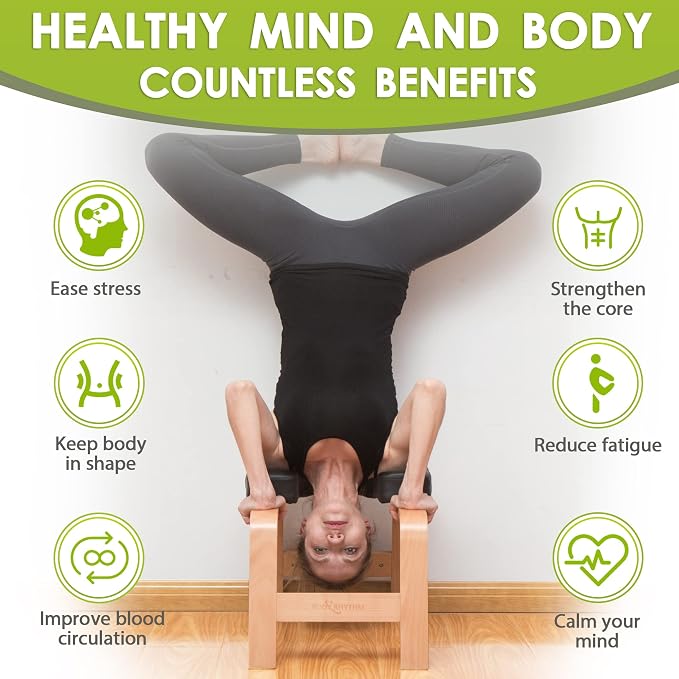 BODY RHYTHM Yoga Headstand Bench, Yoga Inversion Chair, Headstand Trainer for Relieve Stress, Improve Sleep & Digestion and Strength Training, Ideal for Home Workout, Fitness and Gym