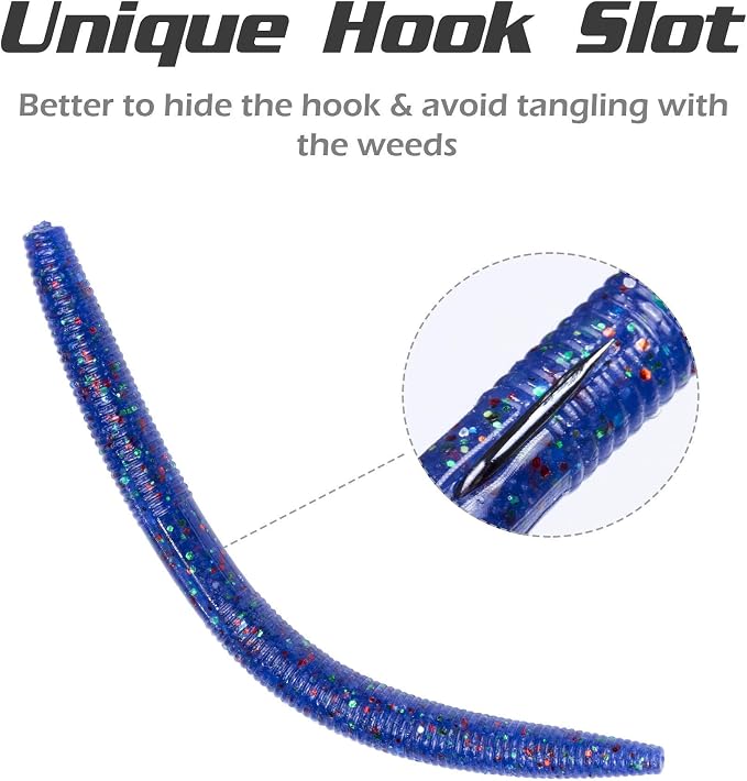 4"/5" Senko Worms Kit, Salt Impregnated Soft Plastic Lures | 30/50/78/100 Wacky Worms for Bass Fishing, Freshwater & Saltwater Applications,Artificial fishing bait