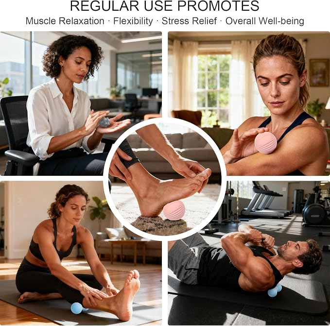 HODEMI Peanut Massage Ball Set, 3 Pack Peanut Roller, Textured Massage Ball & Trigger Point Ball for Deep Tissue Massage and Myofascial Release for Back, Neck, Hip and Foot with Mesh Bag