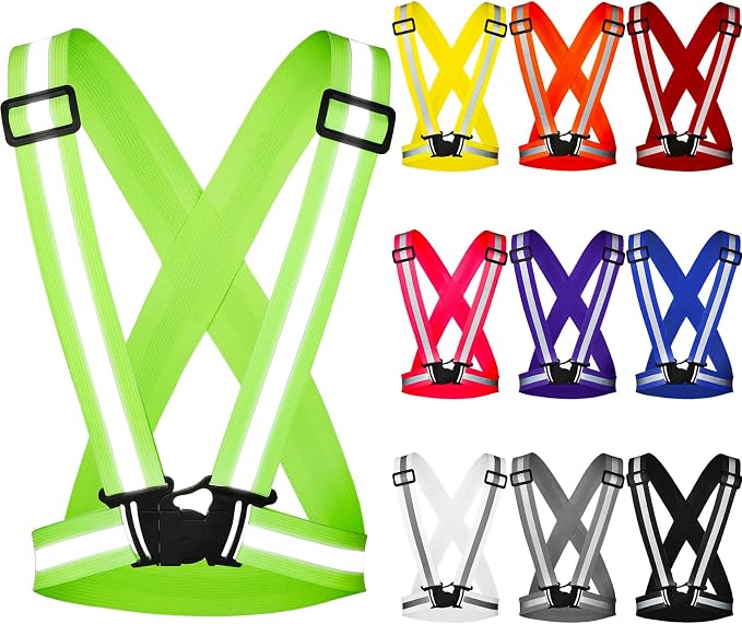 Macarrie 30 Pack Reflective Running Vest High Visibility Safety Vests, Lightweight Adjustable Elastic Reflective Gear for Night Running Jogging Cycling Walking Hiking Dog Walking Men Women Bulk Pack