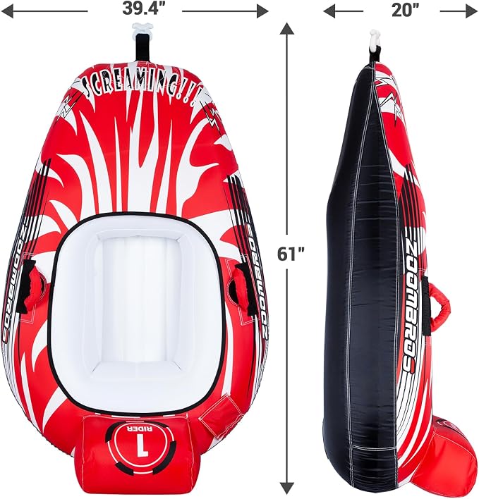 ZOOMBROS Towable Tube for Boating 2-Person, Secure Cockpit Seating for Kids & Family Safety, Heavy-Duty Water Sport Towables Large Capacity with Quick Connector, Less Drag