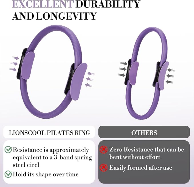 13-Piece Pilates Ring Set for Women – 13" Anti-Deformation Pilates Circle, Mini Exercise Ball, Resistance Bands, Accessories – Full Body Workout Equipment, Purple