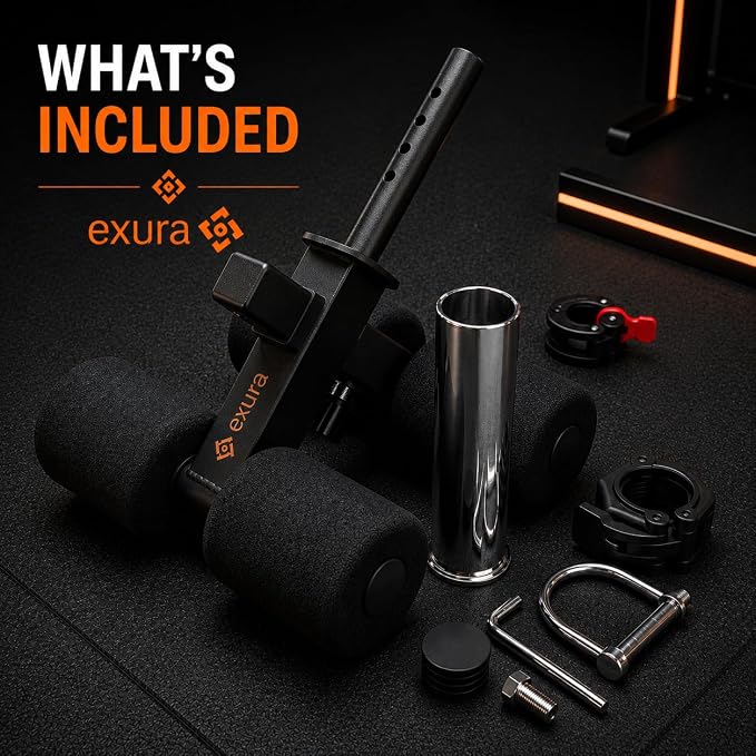 Exura Tib Bar Adjustable Tibialis Trainer for ATG & Knees Over Toes, Fits 1” and 2” Plates, Tibialis Bar for Shin, Ankle & Lower Leg Strength, Calf Raise & Leg Extension Workouts