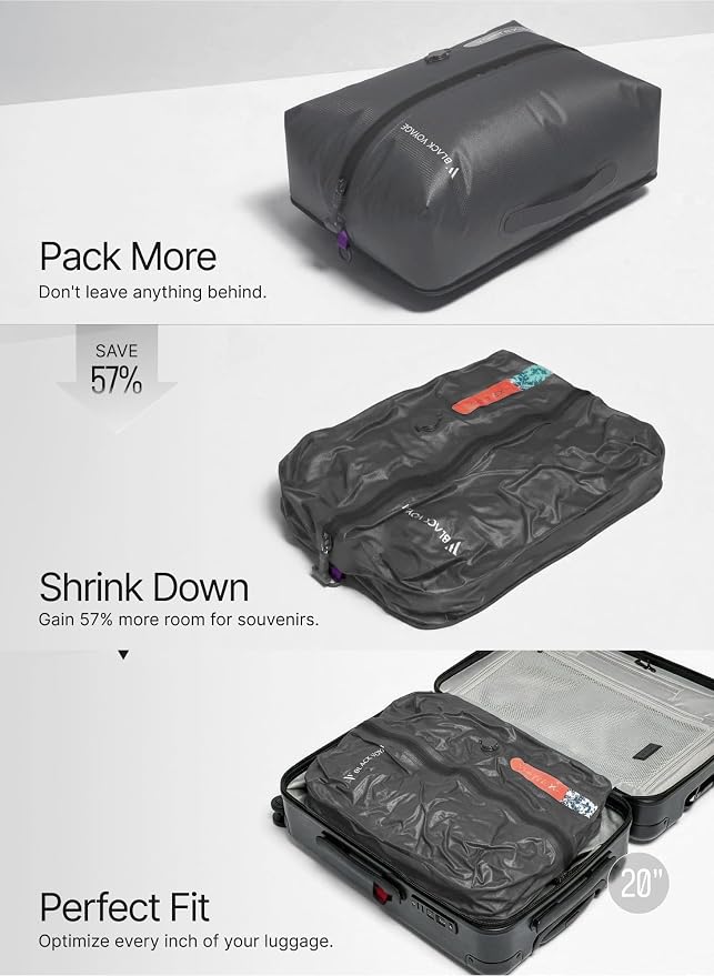 Black Voyage Reusable Vacuum Compression Travel Bag for Carry-On Suitcase and Backpack, Recycled IPX8 Waterproof Space Saver Vacpack (1-Pack, 18L - No Pump)