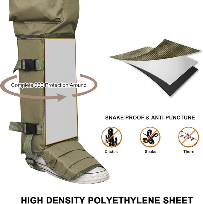 Snake Gaiters and Chaps for Men and Women - Waterproof Guards, Adjustable Protection for Legs