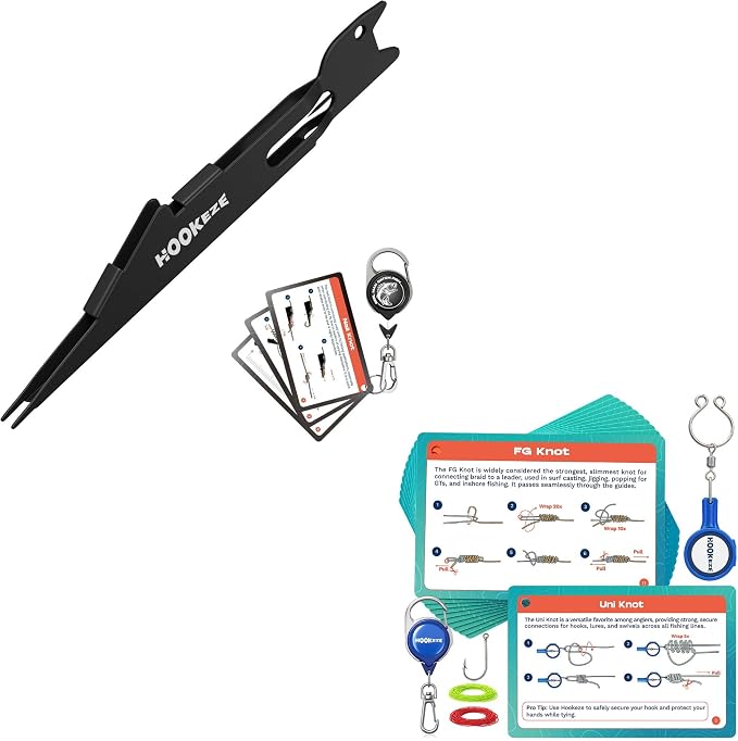 HOOK-EZE Fishing Nail Knot Tying Tool Combo & Complete Fishing Knot Tying Guide Kit, Fishing Gifts & Stocking Stuffers for Men