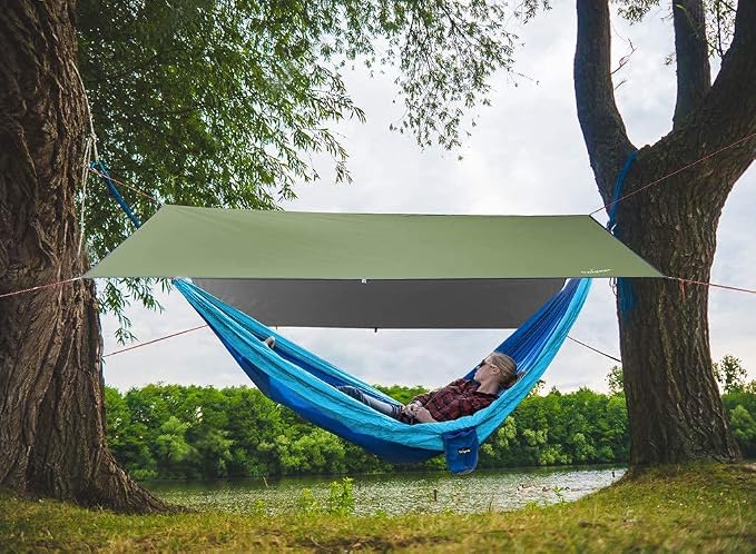 Unigear Hammock Rain Fly Waterproof Tent Tarp, 16.5x9.8ft, UV Protection and PU 3000mm Waterproof, Lightweight for Camping, Backpacking and Outdoor Adventure