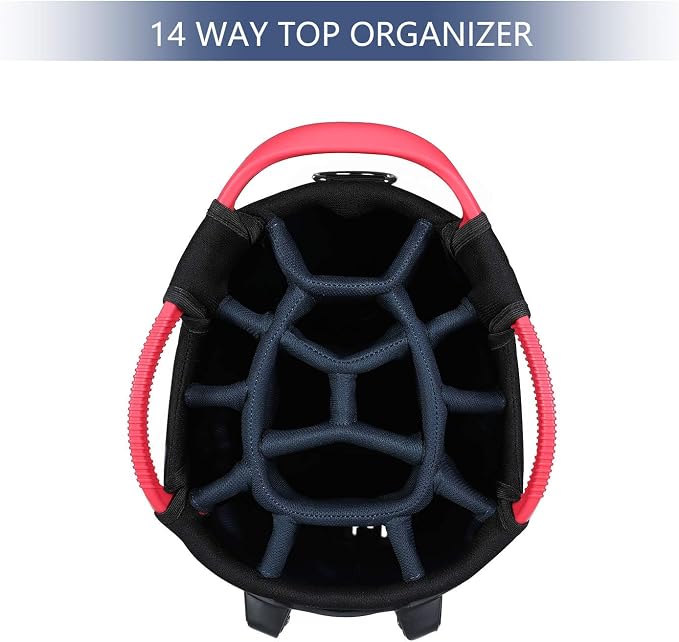 Golf Stand Bag for Men Navy 14 Way Divider Golf Bags, 6LB Lightweight Portable Walking/Riding Bags with Dust Cover, Strap