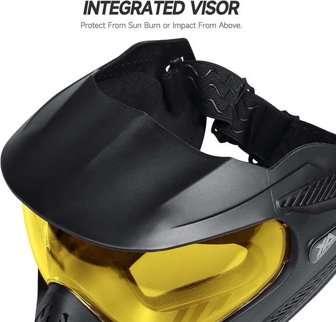 Xaegistac Paintball Mask-Intergrated Sun Visor Airsoft Mask, Wide Field of View, Anti Fog, Adjustable Headband for Paintball, Airsoft