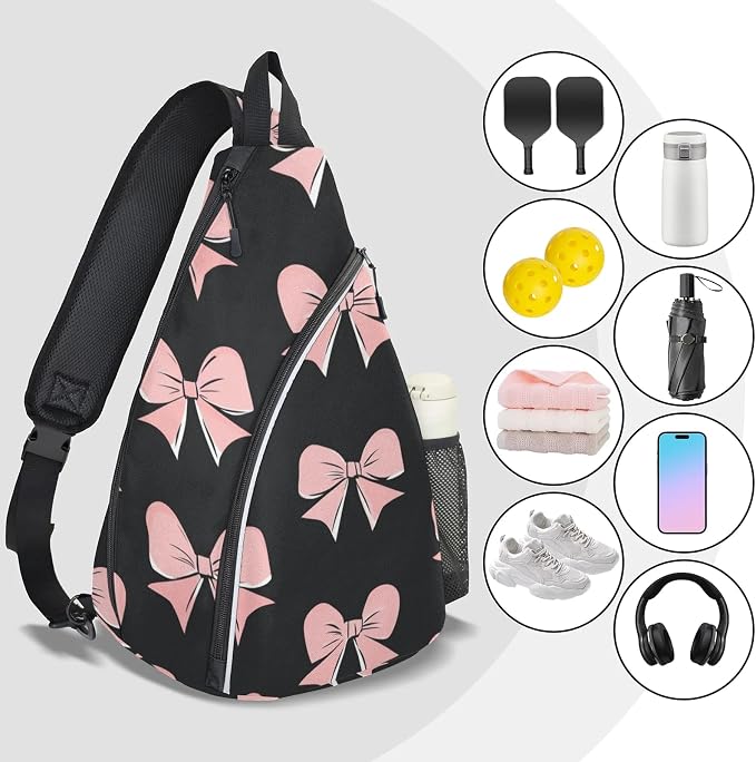 Pickleball Bag for Women Men Adjustable Crossbody Sling Backpack Hold Paddle Accessories