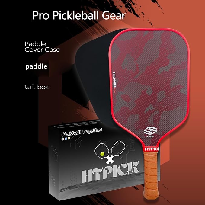 Pickleball Paddles, Professional Carbon Fiber Pickleball Paddle for High Spin & Powerful Shots with Honeycomb Core Pickleball Racket for Indoor Outdoor Play