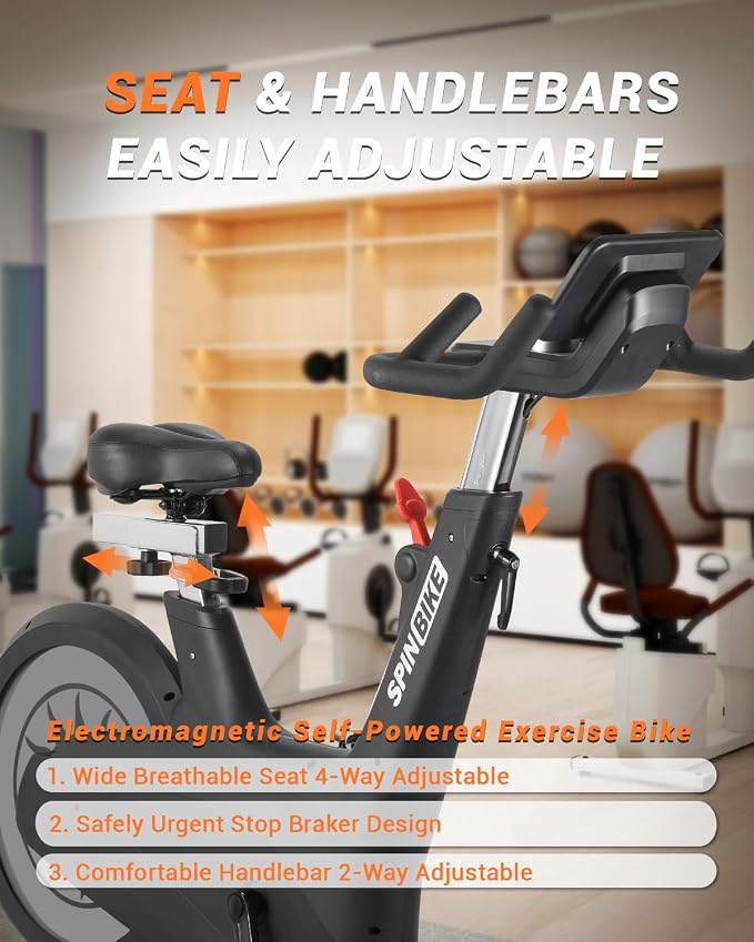 Magnetic Exercise Bike, 300 Lbs Capacity Stationary Bike with Adjustable Seat & Tablet Holder, Indoor Cardio Workout Cycling Bike, Silent Belt Drive Fitness Equipment, Silver