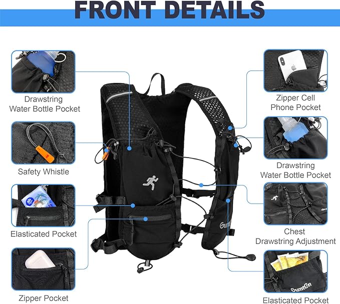 Running Vest with Adjustable Chest Straps for Women Men Hydration Vest for Marathon Jogging Hiking Cycling
