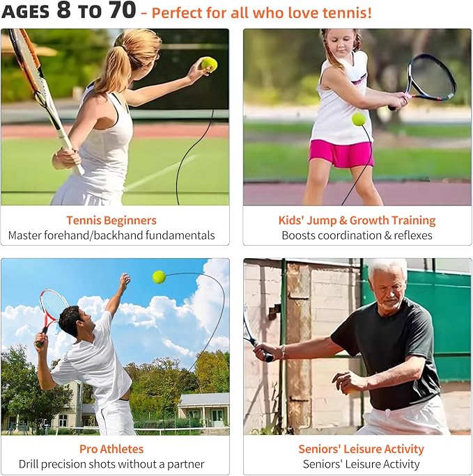 Tennis Trainer Rebounder Set- Portable Solo Practice System with 3 Rebound Balls, Waterproof Backpack & Stable Base,Perfect Tennis Buddy for Adults & Kids,Ideal Tennis Gift