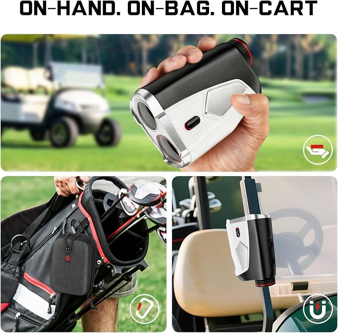 Upgraded 0.5 Second Easily Lock on a Pin Golf Rangefinder with Slope 2X HD Bright LCD, 1500 Yards Range Finder for Golf/Hunting, 7X Magnification with Flag Pole Locking Vibration, Golf Gifts Pcs