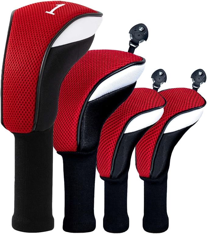 Golf Club Head Cover for Driver Fairway Hybrid 3 Pcs Woods Headcovers, Golf Accessories Head Covers Set with Interchangeable No. Tags 3 4 5 7 X Golf Accessories for Men Women