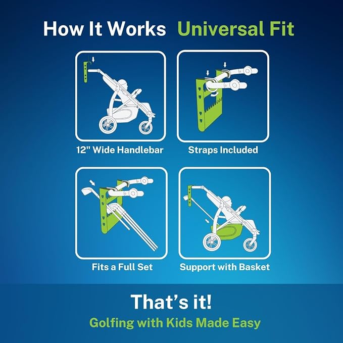 Golf Stroller Attachment - Easy Setup, Universal Fit, Golf Club Holder for Strollers, Introduces Kids to Golf, Encourages Early Golf Skills, Perfect Golf Gift for Parents
