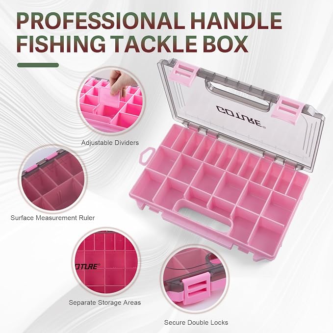 Goture Pink Fishing Kit, Fishing Lures with Tackle Box and Fishing Tool Kit Set for Women, Include Fish plier, Braid Scissors, Fishing Gripper with Gift box