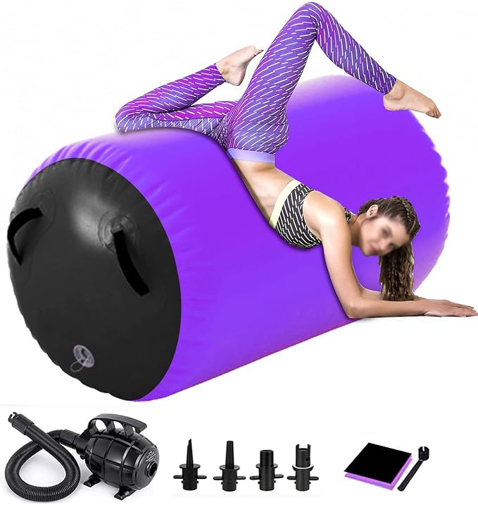 Gymnastics Air Roller Air Barrel Inflatable Tumbling Mat,Back Handspring Training Mats For Home Use, Gym Training, Cheerleading With Electric Pump