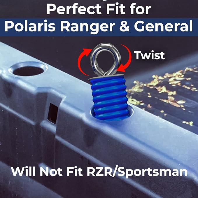 GripPRO ATV Anchors – 6 Pack Fits Polaris Lock & Ride Bed Holes on Ranger & General, Patented Tie Downs for Toolboxes, Coolers, Gear, Fits 1-7/16" Bed Holes, Not for RZR – USA Brand
