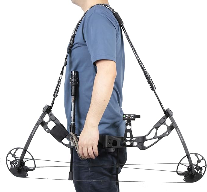 SUNYA Paracord Compound Bow Sling with V2 Upgraded Magnetic Connection System. Lightweight Hands Free Shoulder Carrying Sling for Bow Hunting, Field Archery and 3D