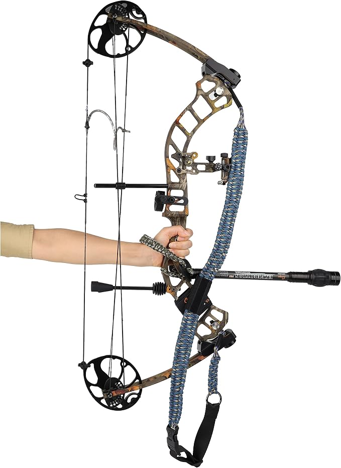 SUNYA Paracord Compound Bow Sling with V2 Upgraded Magnetic Connection System. Lightweight Hands Free Shoulder Carrying Sling for Bow Hunting, Field Archery and 3D