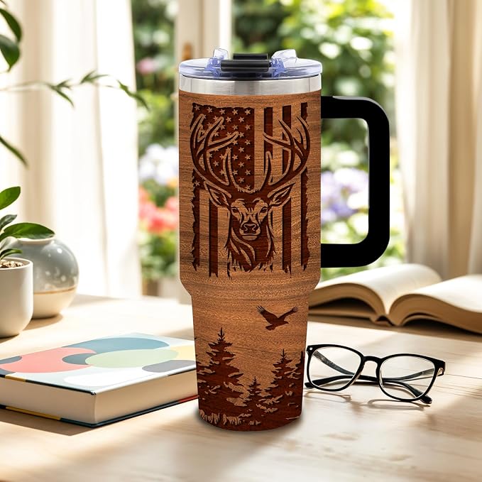 DUUV Hunting Tumbler 40oz, Insulated Hunting Gifts for Man Hunter | Deer Gift for Man Dad, Deer Cup, Hunting Deer Tumbler Leakproof, Fathers Day Ideal Gift, I'd Rather Be Hunting, 1 Pack