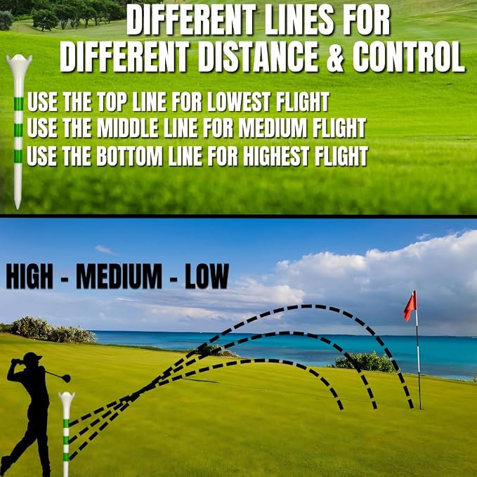 (50/150/500) Plastic Golf Tees 3 1/4 Best Golf Tees for Men, Unbreakable Golf Tees for Women, Long Golf Tees, Zero Friction Golf Tees, Tall Golf Tees Plastic Unbreakable, Reusable Golf Tee