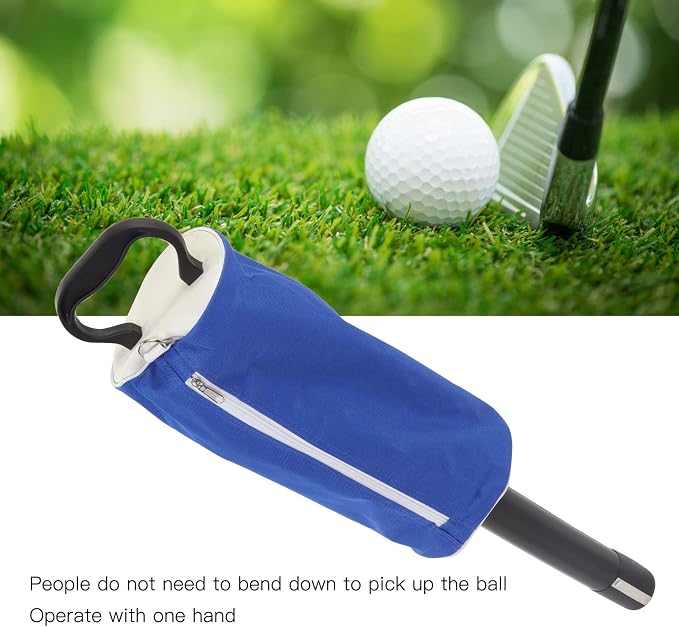 Golf Ball Retriever with Detachable Plastic Tube, Golf Balls Pickup Bag, Holds Up to 80 Balls, Rubber Handle for Easy Collection on Course or Practice Range