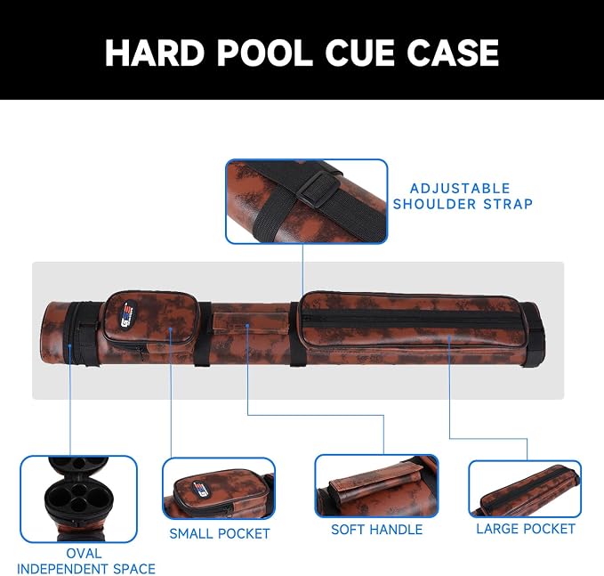 GSE Games & Sports Expert 2x2 Deluxe Hard Billiard Pool Cue Stick Carrying Case, Billiard Cue Case, Billiards Accessories (Several Colors Available)