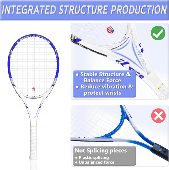 Pro Tennis Racket for Adults, 2 Player 27 inch Speed Tennis Racquet Acceptable for Beginner and Professional with 3 Tennis Balls, 2 Vibration Dampes, 2 Overgrips, Tennis Bag