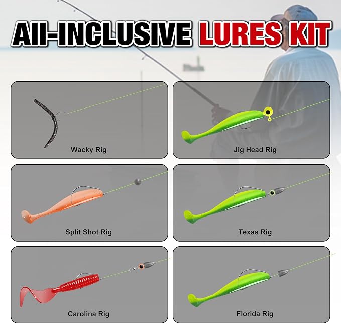 GOTOUR 128/209/240/265pcs Fishing Lures Kit with Tackle Box, All-in-1 Fishing Accessories Gear Set with Soft Lure, Minnow, Crankbait, Hooks, Sinkers, and Terminal Tackle Kit, Fishing Gifts for Men