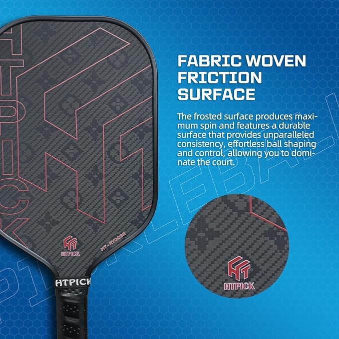 Pickleball Paddles, Professional Carbon Fiber Pickleball Paddle for High Spin & Powerful Shots with Honeycomb Core Pickleball Racket for Indoor Outdoor Play