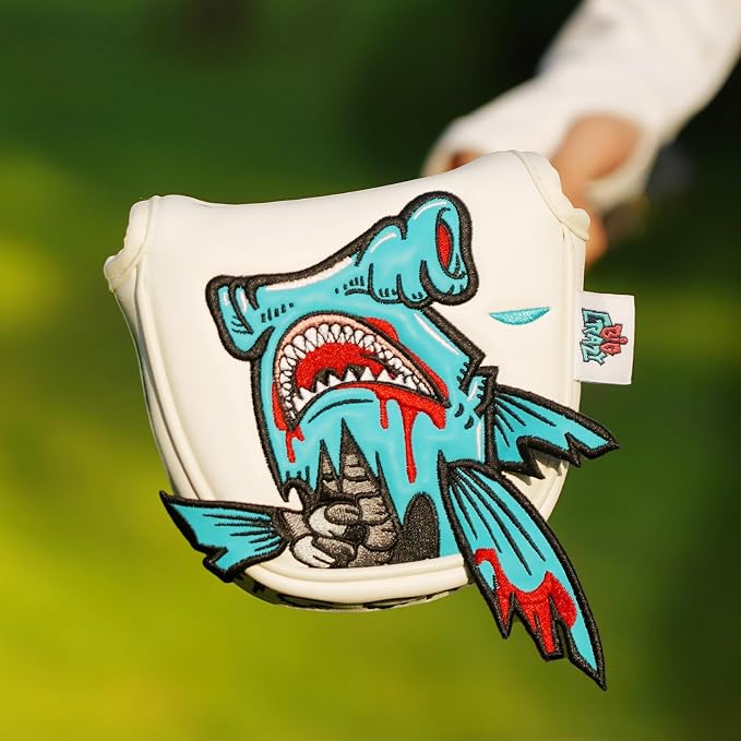 Big Crazy Golf Head Covers, Golf Club Covers Funny, Driver Headcovers, Golf Club Covers, Fairway Woods Head Covers, Hybrids Headcover, Putter Cover with Soft Lining for Golf Gift Hammerhead Sharks