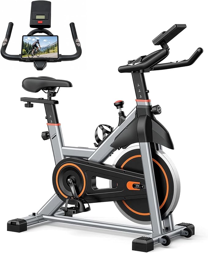 Exercise Bike with APP, Stationary Bike for Home, Workout Bike for Adults & Seniors, Indoor Cycling Bike with Adjustable Resistance, Low Noise, Easy Assembly, 265LB Weight Capacity