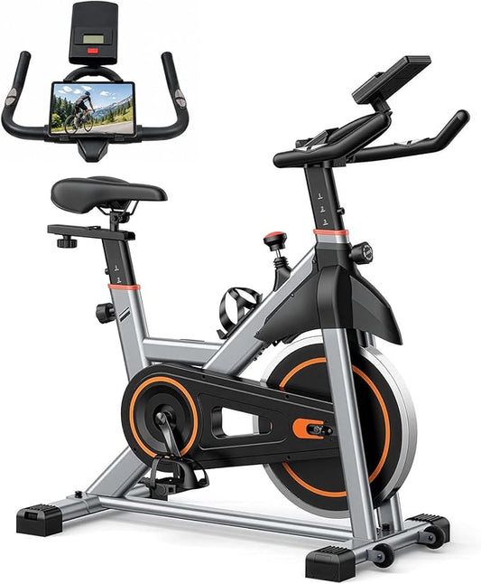 Exercise Bike with APP, Stationary Bike for Home, Workout Bike for Adults & Seniors, Indoor Cycling Bike with Adjustable Resistance, Low Noise, Easy Assembly, 265LB Weight Capacity