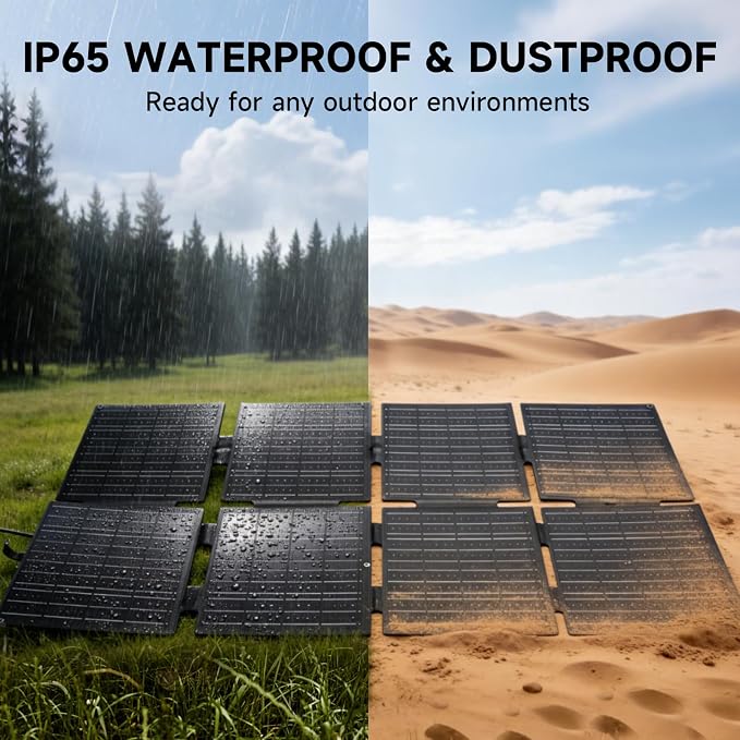 ALLPOWERS SE160 160W 18V Portable Solar Panel for Power Stations, 23% High Conversion Efficiency, Foldable Solar Charger, IP68 Waterproof Solar Generator for Outdoor Camping RV Off Grid System