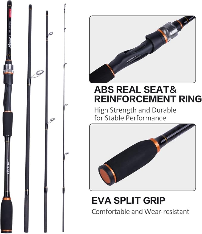 Goture 4-Piece Travel Carbon Fishing Rod M/MH Action 6.6-12ft Multi-Colors | Goture multi-spec travel fishing rods adopt upgraded high-grade carbon fiber blank with premium Fuji line guides