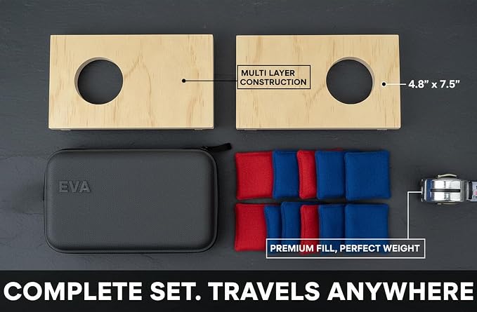Cornhole Set, Cornhole Boards with 8 Bean Bags,Portable Game Set for Travel Home Office Recreation Tailgate