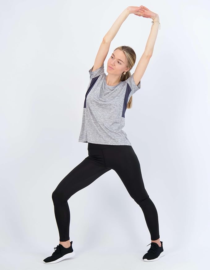 Real Essentials 5 Pack: Women's Short Sleeve T-Shirts Workout Tops Fitness Pilates Gym Activewear Athletic (Plus Available)