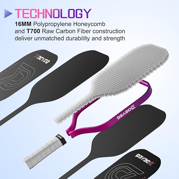 DGYGQ Pickleball Paddles with Polypropylene Honeycomb Core, T700SC Power Carbon Fiber Pickleball Paddle, Increased Power for Ultimate Spin & Consistency