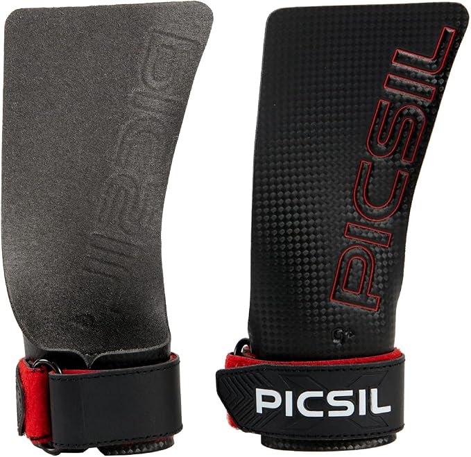 PICSIL - RX Grips | Synthetic Workout & Gymnastics Grips | Ultra-Resistant Carbon Fibre for Cross Training | Helps Prevent Tears & Blisters | Carbon Fibre Material | Use wiht Chalk |