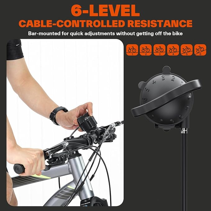 Sportneer Bike Trainer: Adjustable 6 Level Resistance Magnetic Stationary Bike Stand for 26-28" & 700C Wheels, Thru Axle Adapter, Quick Release Lever & Front Wheel Riser Block Included