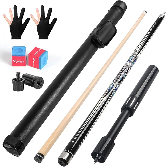 Kmise Professional Pool Cue Stick, 18 19 20oz Canadian Maple Cue Sticks, Low Deflection Shaft with Telescopic Extension Cue